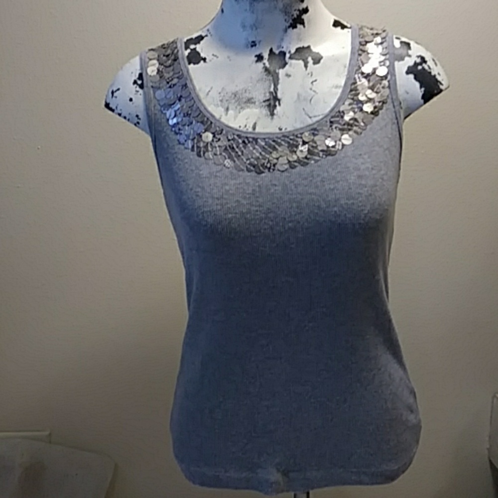 MICHAEL KORS SILVER SEQUINS TANK TOP